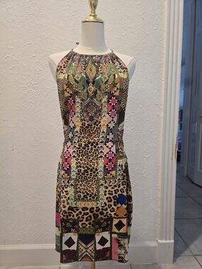 CAMILLA Embroidered Ever After Halter Beach Mini Dress Cutout NWT L